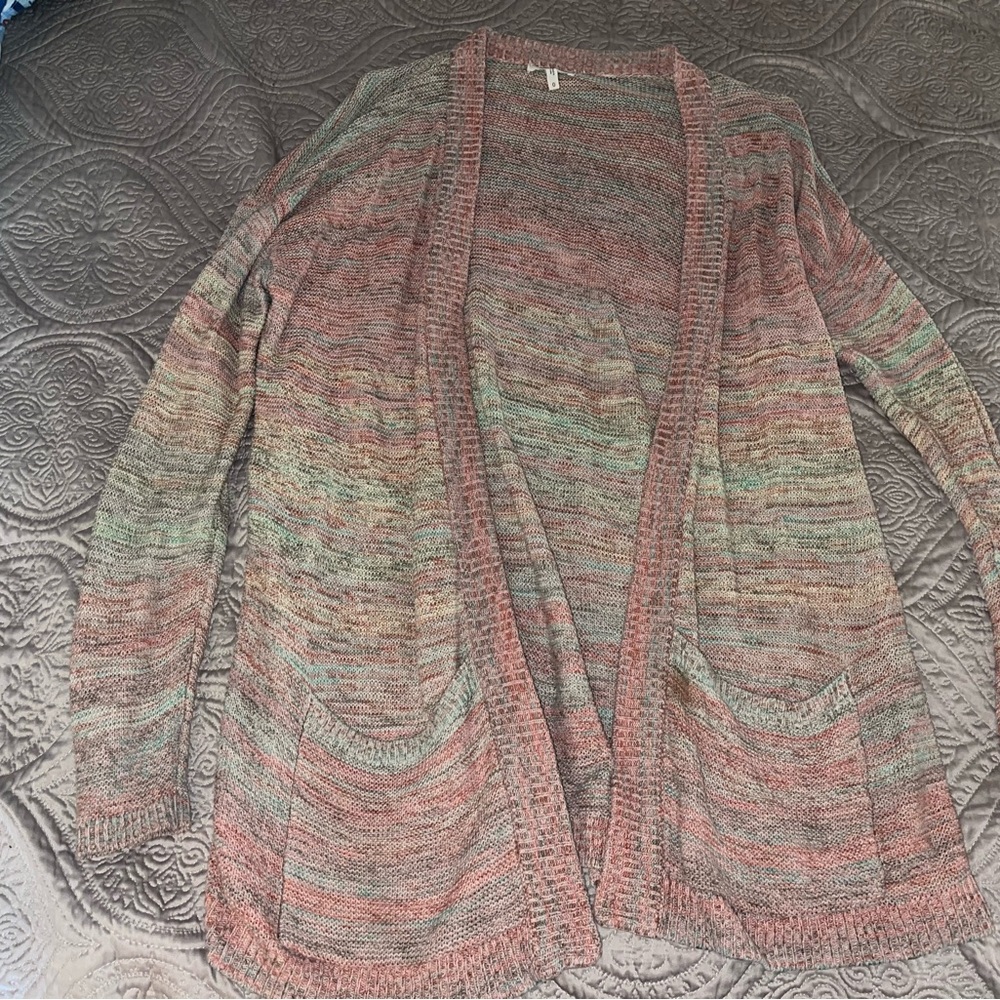 Maurices Multicolor Open Front Cardigan With Pockets Plus Size 0